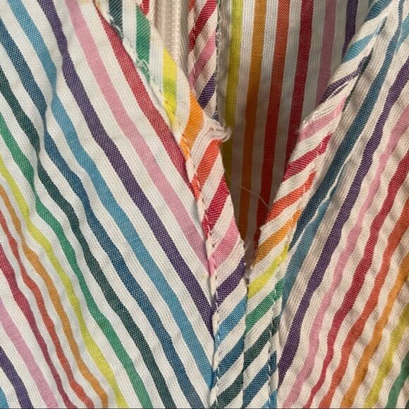 J. Crew V-Neck Rainbow Seersucker Peplum Top - Picture 2 of 4